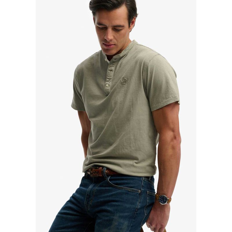 Superdry Classic Cotton Linen Short Sleeve Grandad image number 2